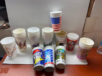 Lot Of Vintage Advertising Plastic Cups