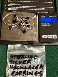 Sterling Silver Necklace Earrings 10 Grams