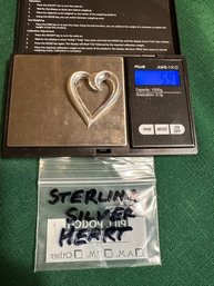 Sterling Silver Heart Brooch 5.9 Grams