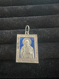 Sterling Silver Russian Orthodox Icon Of A Saint (halos)