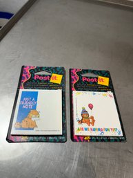 2 Sealed Vintage Garfield Post-It Sticky Notes Pad 35 Sheets 3M USA