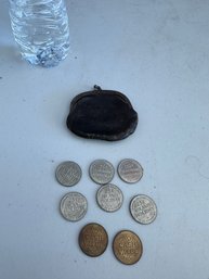 Lot Of Vintage Tokens & Coin Purse