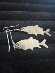 Sterling Silver Fish Earrings 3.7 Grams