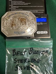 Sterling Silver Belton HS Rodeo Belt Buckle 105.2 Grams