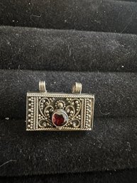 Sterling Silver Charm Red Stone 2.4 Grams