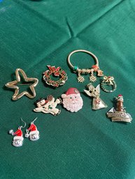 Lot Of Assorted Christmas Jewelry