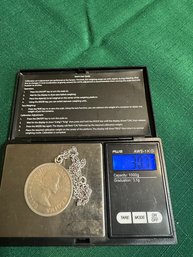 Sterling Silver Chain With A 1958 Canadian Coin 30.7 Grams