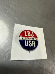 LBJ For The USA Vintage Campaign Pin President Johnson 1964