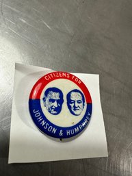 1968 Vtg Citizens For Johnson Humphrey Repro Campaign Button Pinback