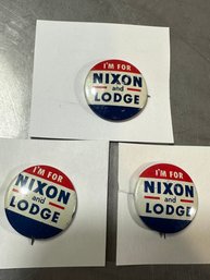 Lot Of Vintage 1960 Richard Nixon/Henry Lodge Red & Blue Pin Back Buttons