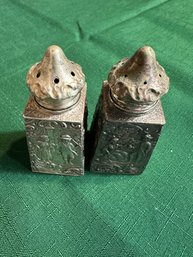 Antique Silver Plate, Dutch Salt And Pepper Shakers