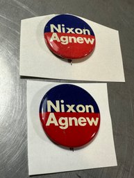 2 Vintage Political Pins Nixon/Agnew