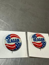 2 Presidential Ronald Reagan Pin Back Campaign Button President Flag 1976 Badges