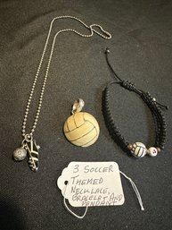 3 Soccer Themed Necklace And Pendant