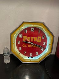 Vintage Petro Oil Burners Advertising Neon Wall Clock