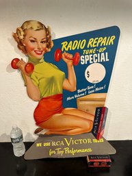 Vintage RCA Victor Radio Repair Cardboard Litho Display Sign