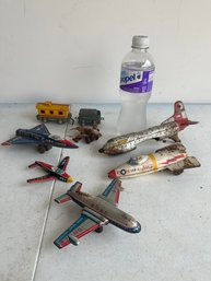 Lot Of Vintage Tin Airplanes & Trains