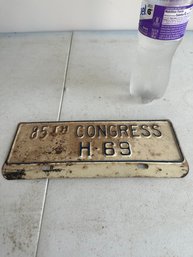 85th Congress License Plate