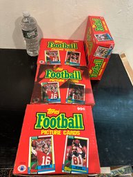 Four 1990 Topps Football Rack Pack Box - 24 Unopened Packs