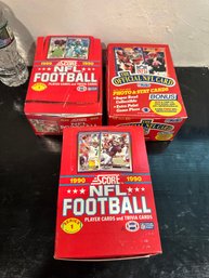 Lot Of 3 Assorted 1990s NFL Football Boxes With Sealed Card Packs