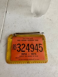 1974-75 Big Game License Tag New York State