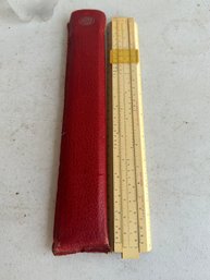 Vintage Slide Rule The Frederick Post Co No 1452 D In Red Leather Case