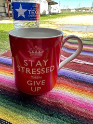 Kent Pottery Coffee Tea Red Cup Mug 'Stay Stressed Then Give Up