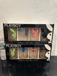 2 *NEW IN BOX* PLAYBOY COLLECTOR'S PINT GLASS 4-PACK OF 16 OUNCE LOGO GLASSES