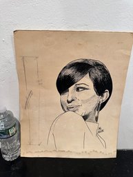 Barbara Streisand Stencil By Sal Ingene For 1960s Tour Program