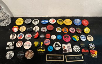 Assorted Lot Of Vintage Band/Music Buttons