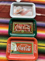 3 Vintage Mini Coca Cola Trays