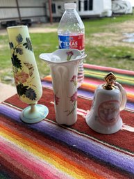 3 Vintage Collectibles Vases & Bell