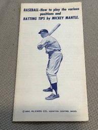 1962 Vintage Mickey Mantle Yankees Batting Tips Brochure Alvarn Co.