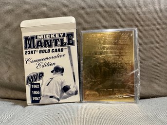 MICKEY MANTLE 1996 23KT Gold Card Sculptured * 3-Time MVP *