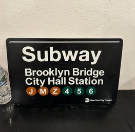 Subway Brooklyn Bridge/city Hall Station Metal Sign