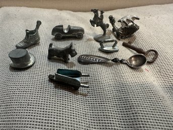 Vintage Metal Monopoly Game Pieces And One Dragon