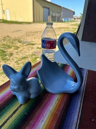 Vintage Ceramic Swan & Bunny Rabbit