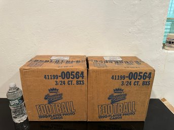 Two Sealed Boxes Of 3/24 Boxes Each Fleer Football 1990 Player Photo Cards