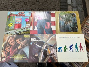 Lot Of Six Vinyl Records: Signed Springsteen Cover, James Brown, Monkees, Etc