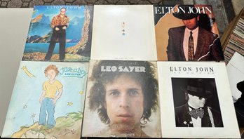 Lot Of Six Vinyl Records: Elton John, Leo Slayer