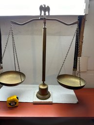 Vintage Scales Of Justice With Eagle Made Of Brass And Marble