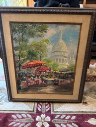 Vtg Signed 1964 Parisian Street Oil Painting - Framed