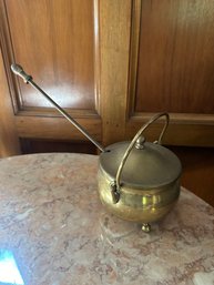 Brass Fire Pot Cauldron W/ Lid & Torch