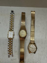 Lot Of Gold Tone Watches- Bulova, Etc
