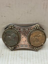 2 Eisenhower Liberty Silver Dollar Belt Buckle