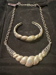 Sterling Silver Necklace & Bracelet Set 54g