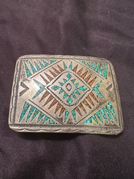 Sterling Silver & Turquoise Belt Buckle 33.7g