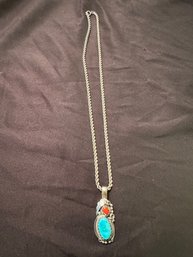 Sterling Silver & Turquoise Necklace 23.1g