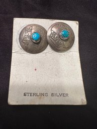 Sterling Silver & Turquoise Earrings 3.8g