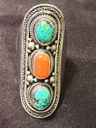 Sterling Silver & Turquoise Ring 15.1g Size 7